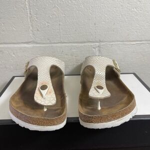 Birkenstock Gizeh White Snake Embossed Thong Sandals Slip On Womens 41 EU/10 US
